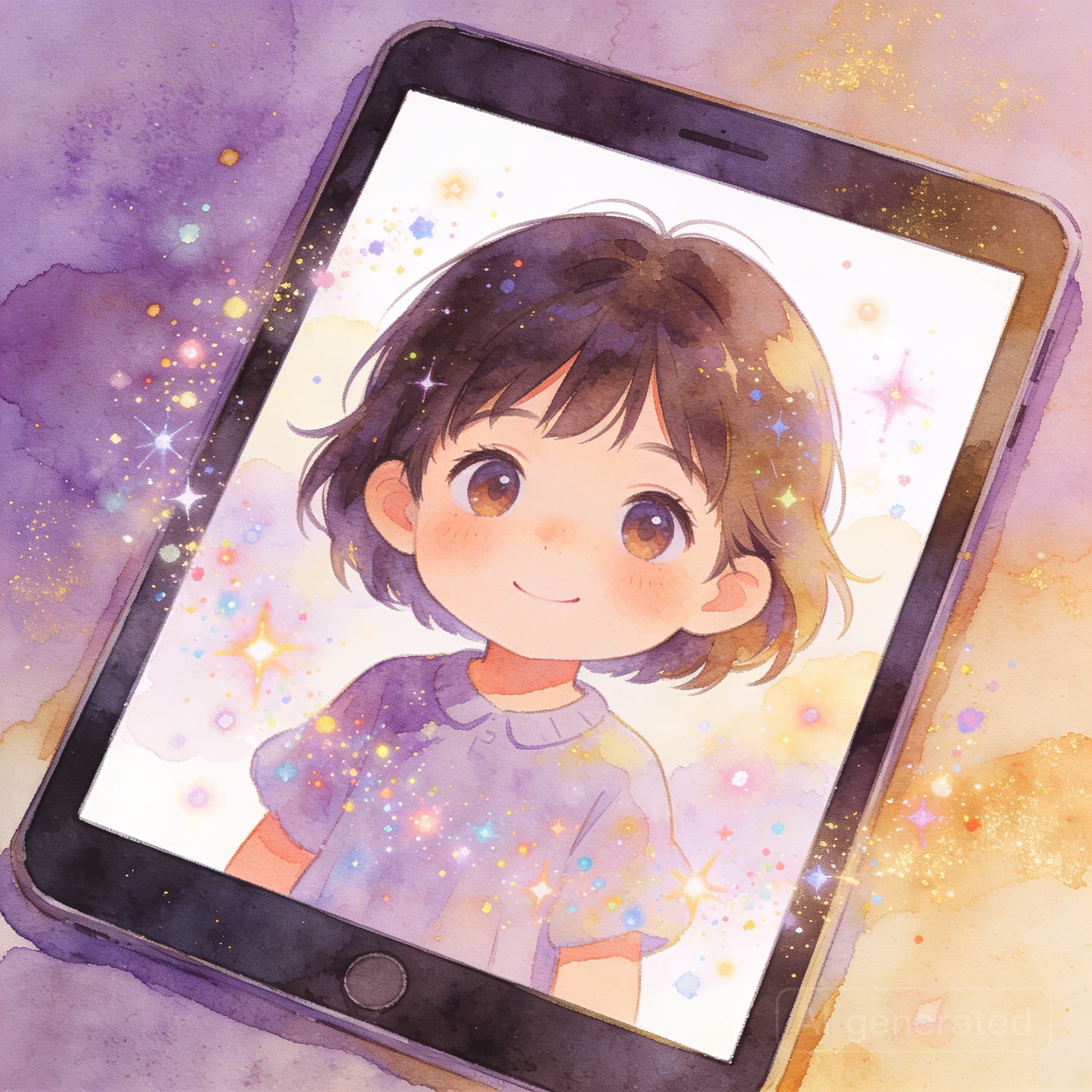 Tablet showing a personalised animated character for a child
