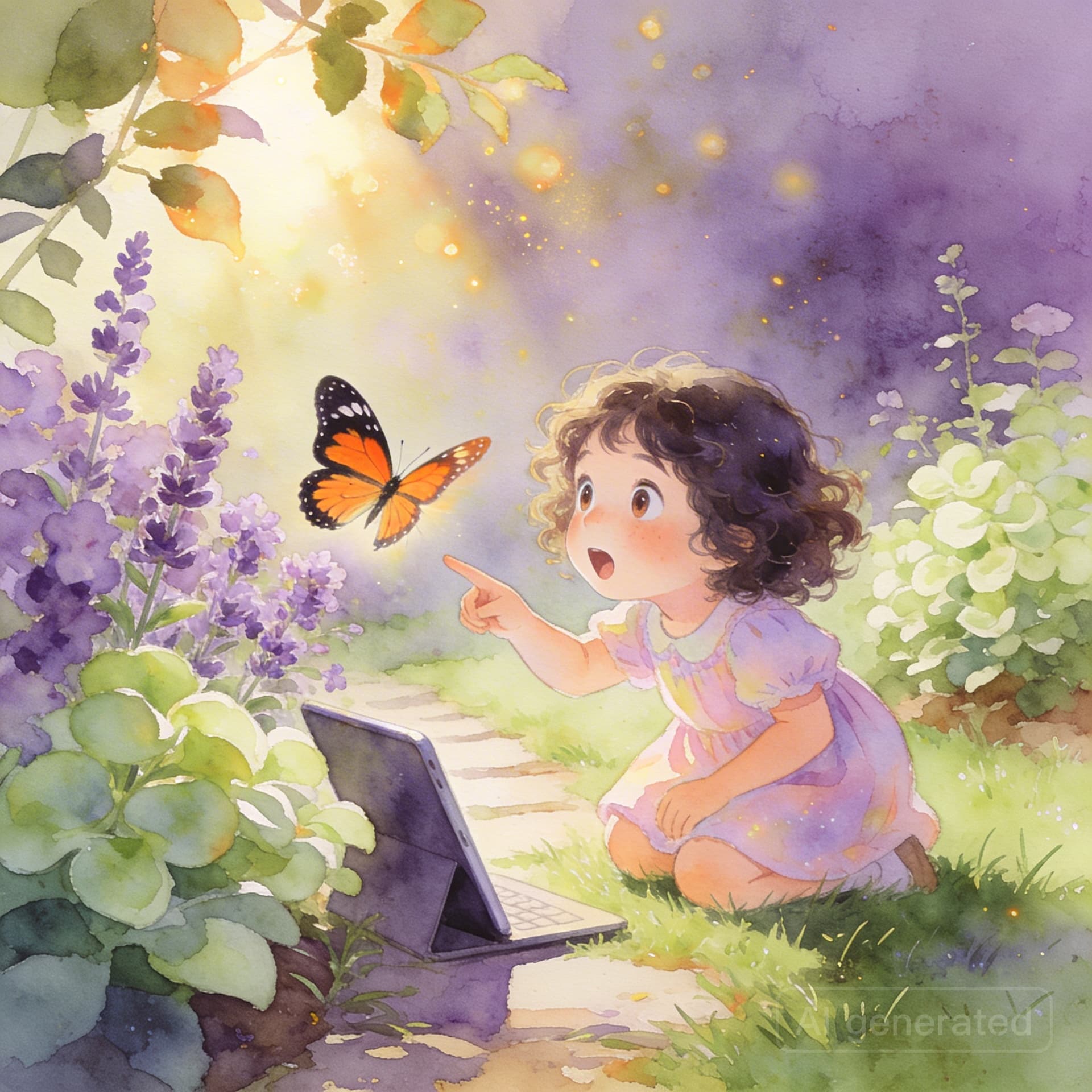 Child pointing at something in real life they recognise from their video