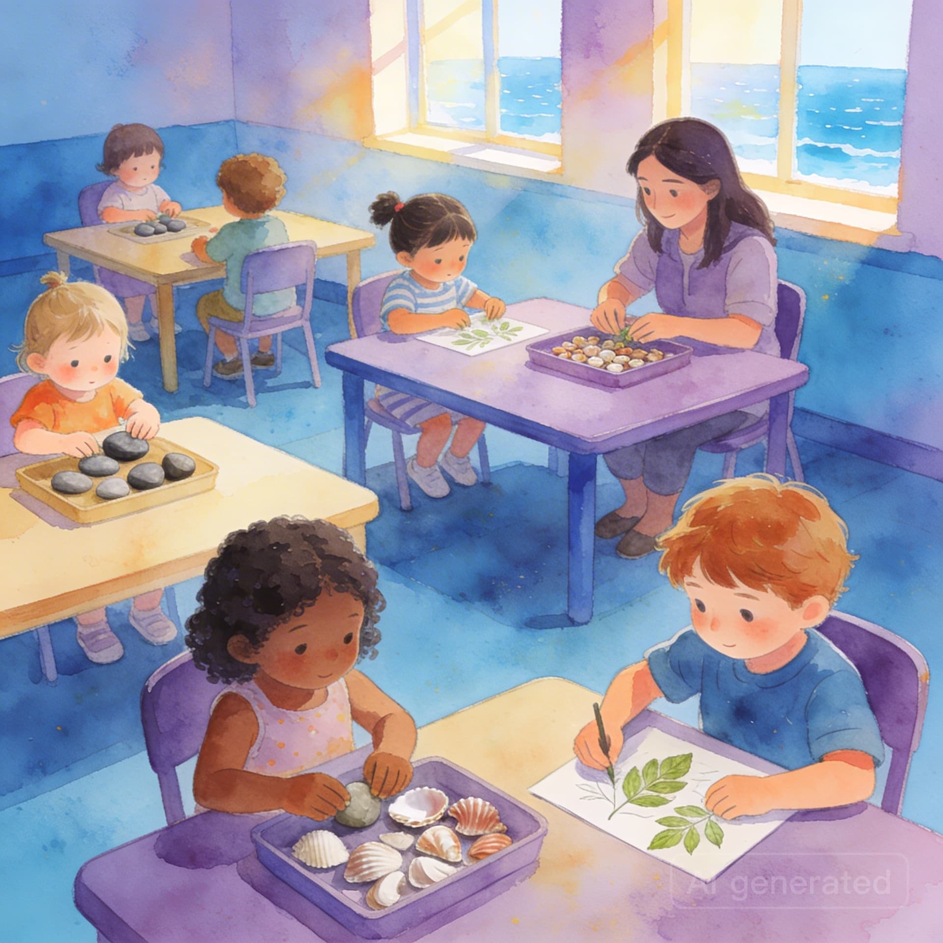 Teaching guide document open on a desk next to prepared materials