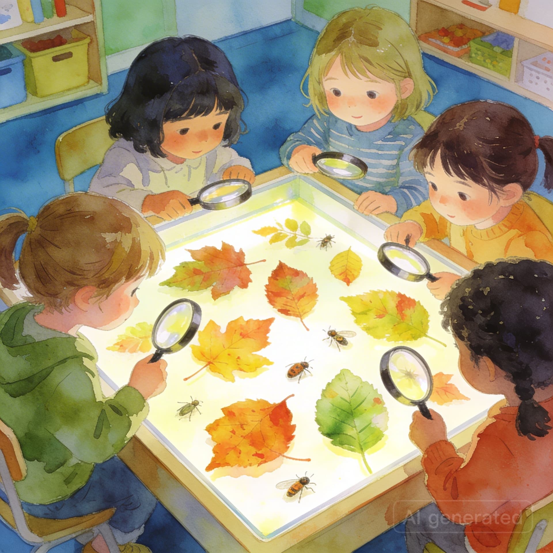 Teacher using provocation slides during circle time with engaged children